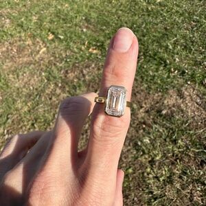 Elegant 14k gold setting with an Emerald Cut Lab Grown Diamond. 💎